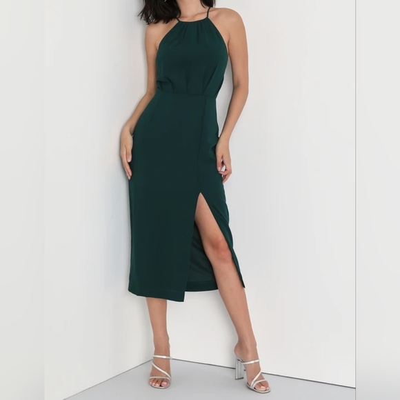 Lulus Dresses & Skirts - Lulus Dreamy Date Night Emerald Green Sleeveless Midi Dress, Size Large